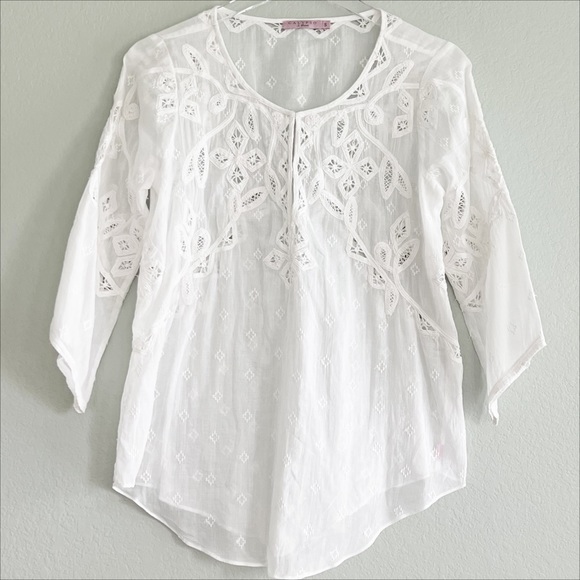Calypso Tops - CALYPSO Battenburg Lace Pullover Tunic Size S